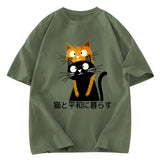 Tokyosol Live Peacefully With Cats Washed T-Shirt