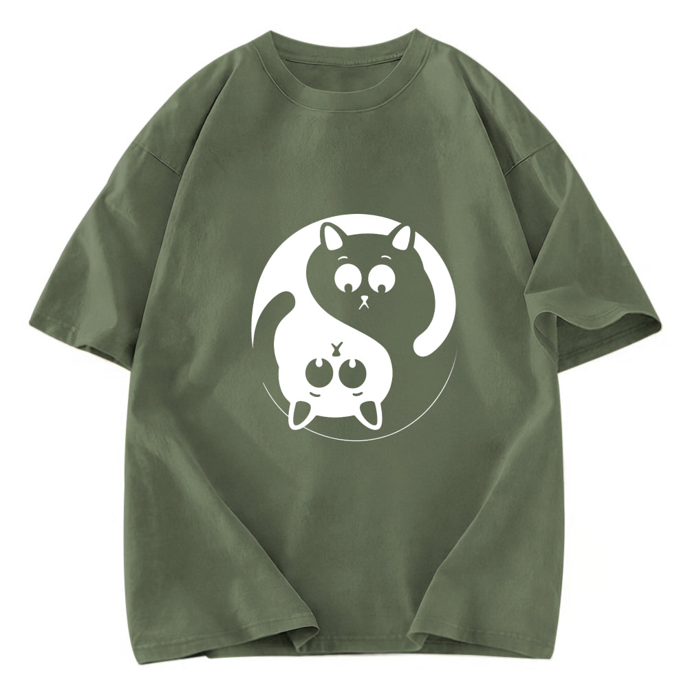 Tokyosol Yin Yang Gossip Cat Washed T-Shirt