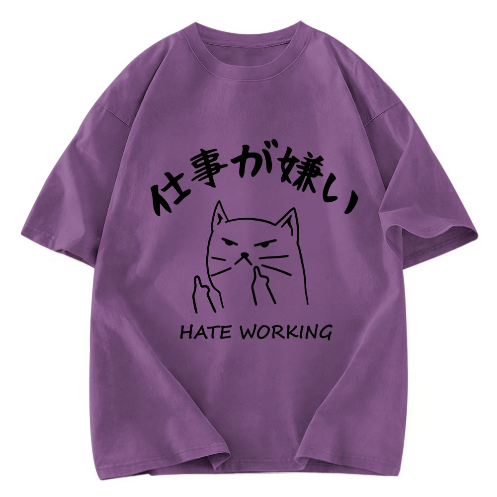 Tokyosol A Cat That Hates Work Washed T-Shirt