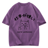 Tokyosol A Cat That Hates Work Washed T-Shirt