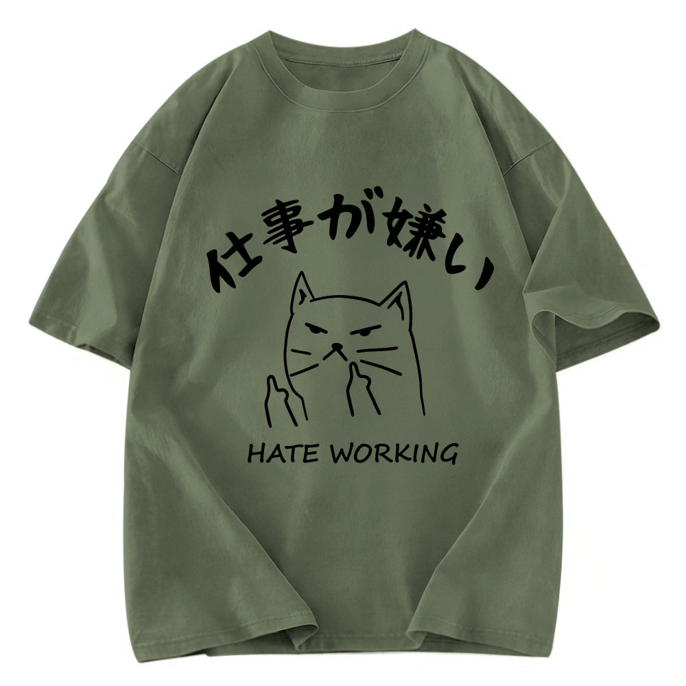 Tokyosol A Cat That Hates Work Washed T-Shirt
