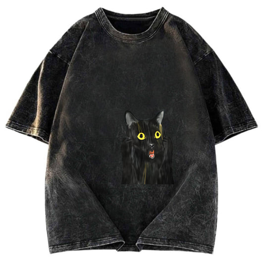 Tokyosol Screaming Black Cat Washed T-Shirt