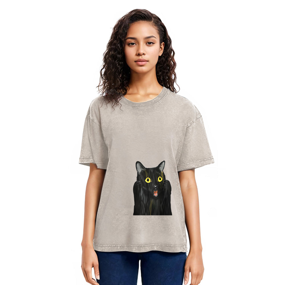 Tokyosol Screaming Black Cat Washed T-Shirt