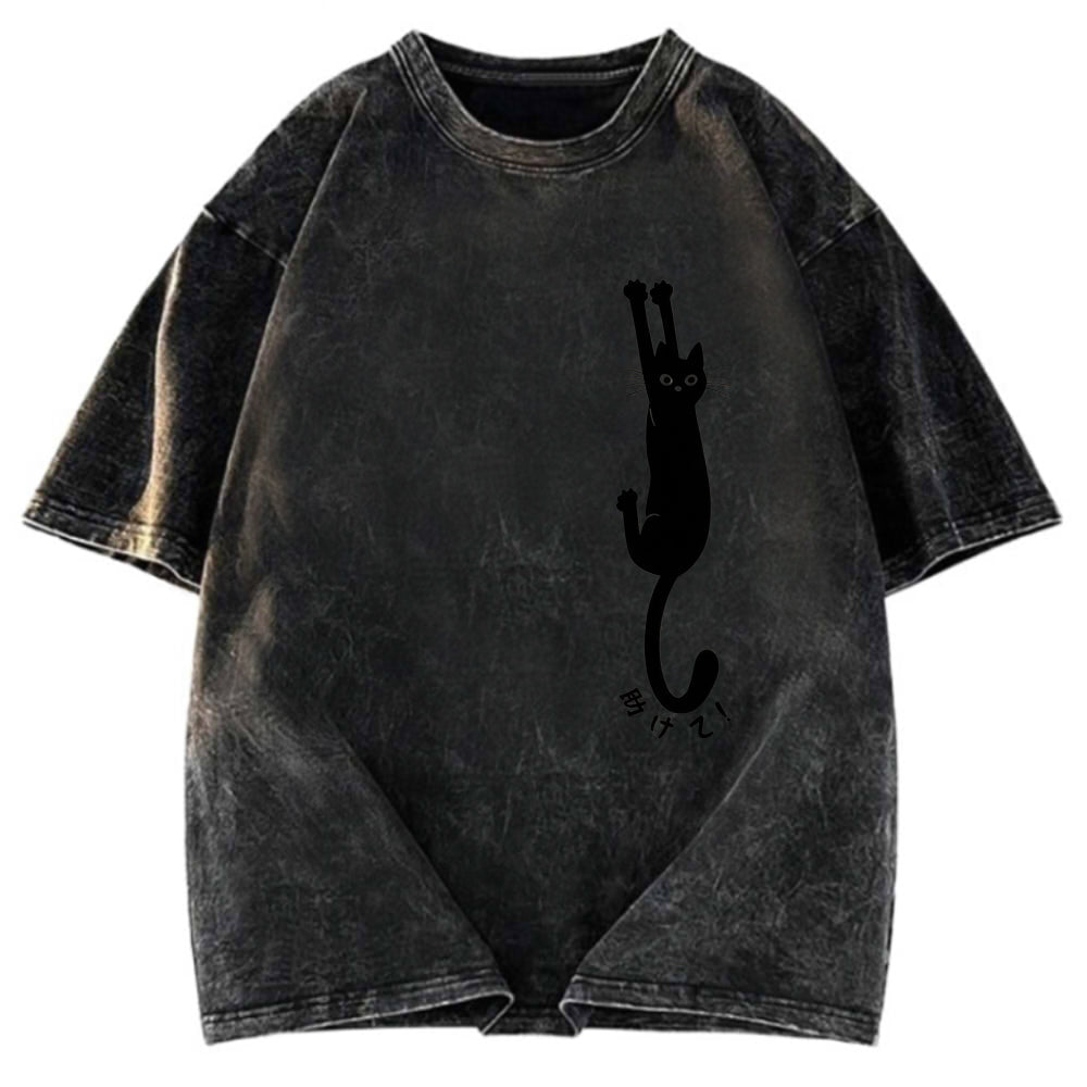 Tokyosol Cat Needs Help Washed T-Shirt
