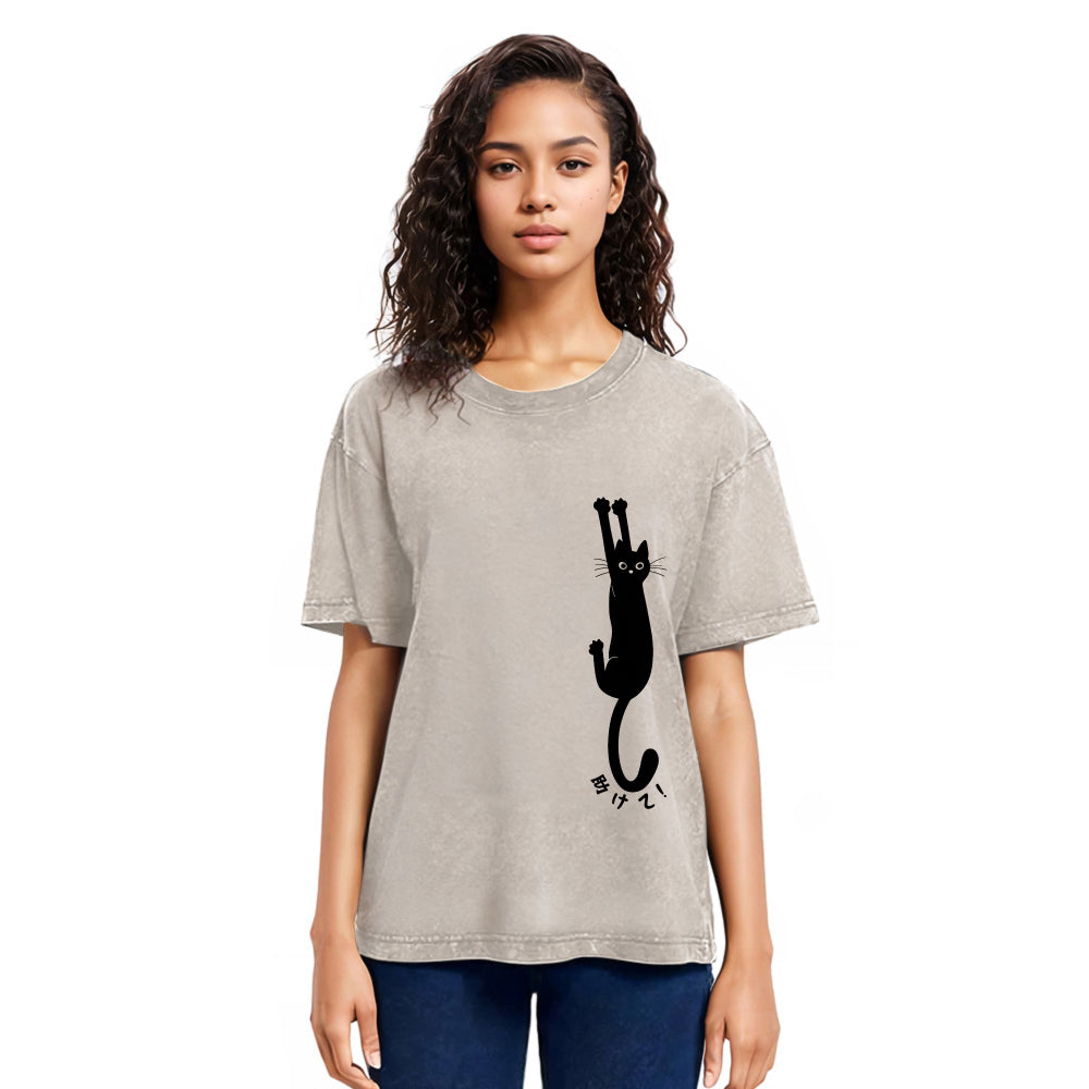 Tokyosol Cat Needs Help Washed T-Shirt