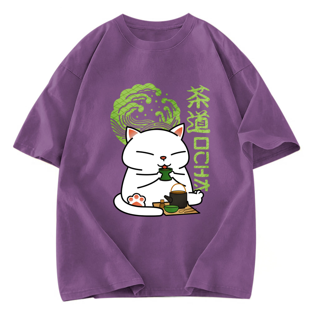 Tokyosol Cat Tasting Tea Washed T-Shirt