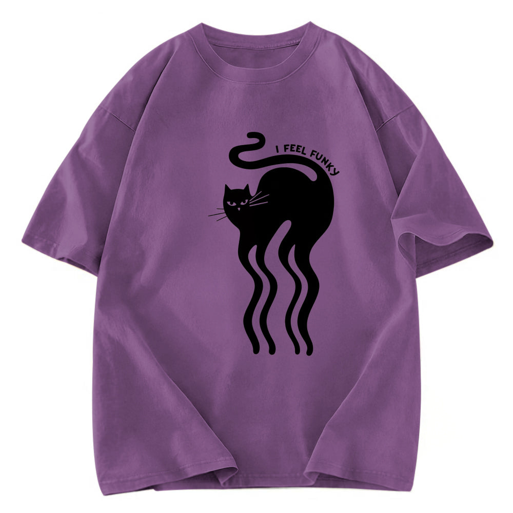 Tokyosol Wave Funny Cat Washed T-Shirt