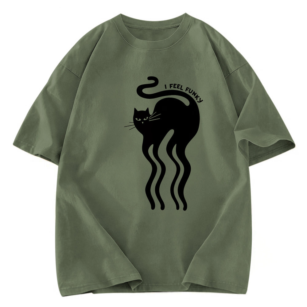 Tokyosol Wave Funny Cat Washed T-Shirt