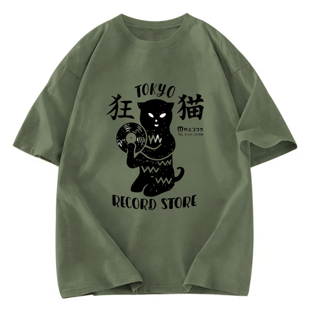 Tokyosol Tokyo Record Store Cat CD Washed T-Shirt