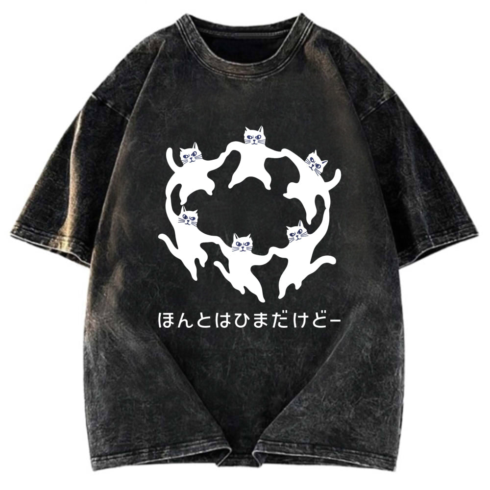 Tokyosol Leisure Cats Japanese Washed T-Shirt