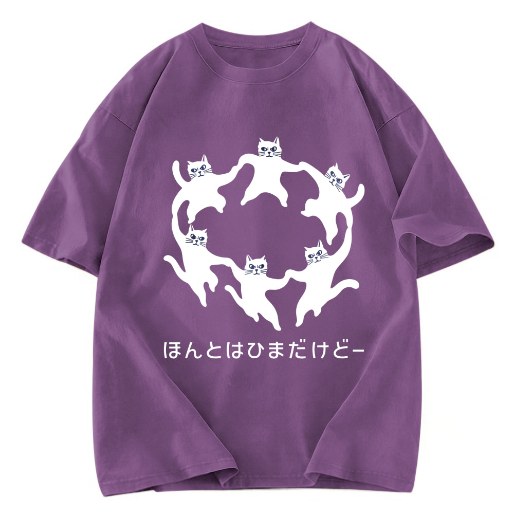 Tokyosol Leisure Cats Japanese Washed T-Shirt