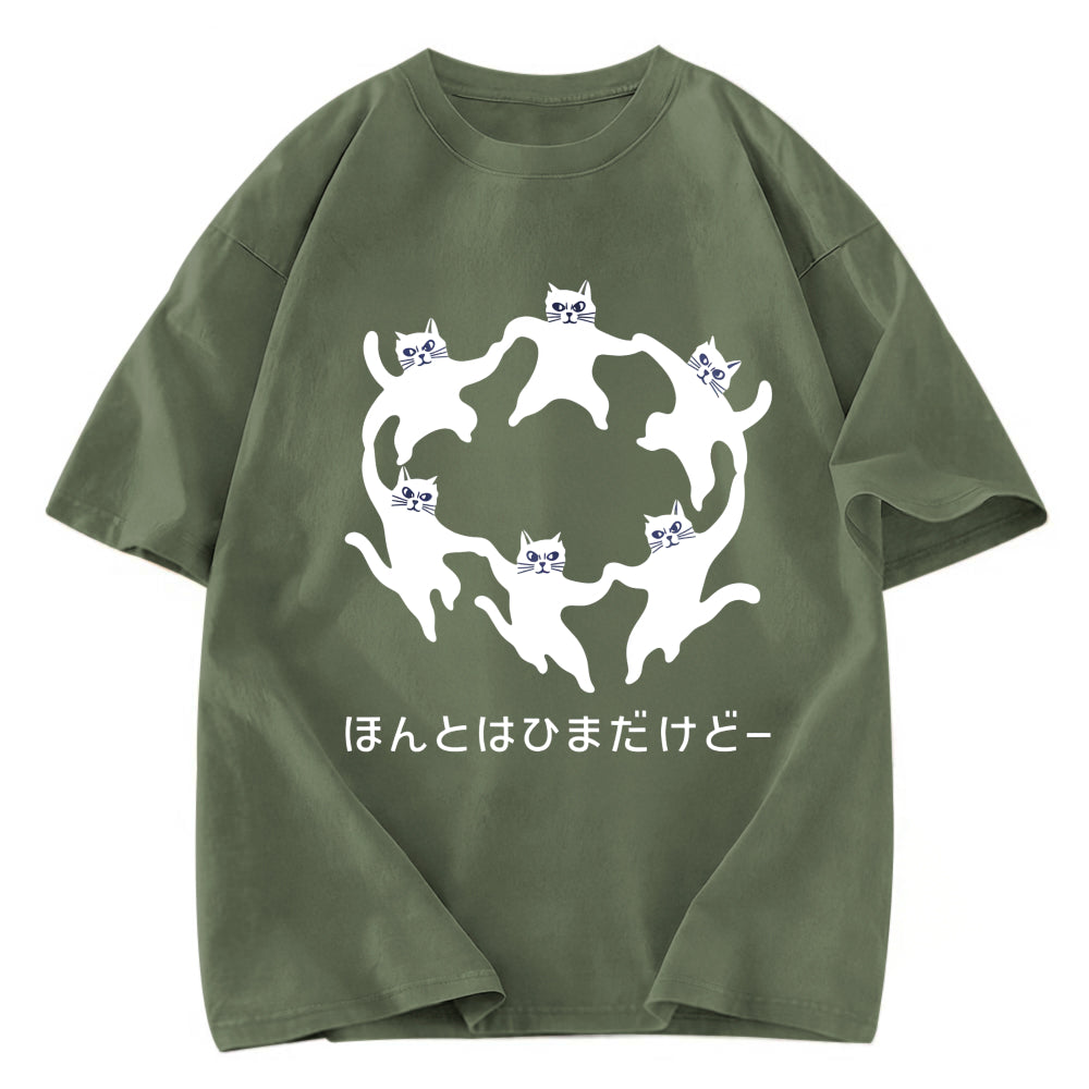 Tokyosol Leisure Cats Japanese Washed T-Shirt