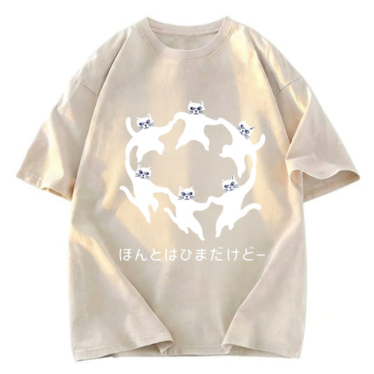 Tokyosol Leisure Cats Japanese Washed T-Shirt
