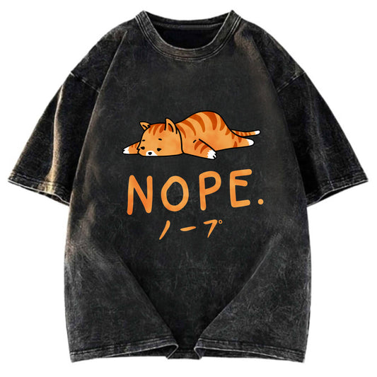 Tokyosol Cute Lying Cat Washed T-Shirt