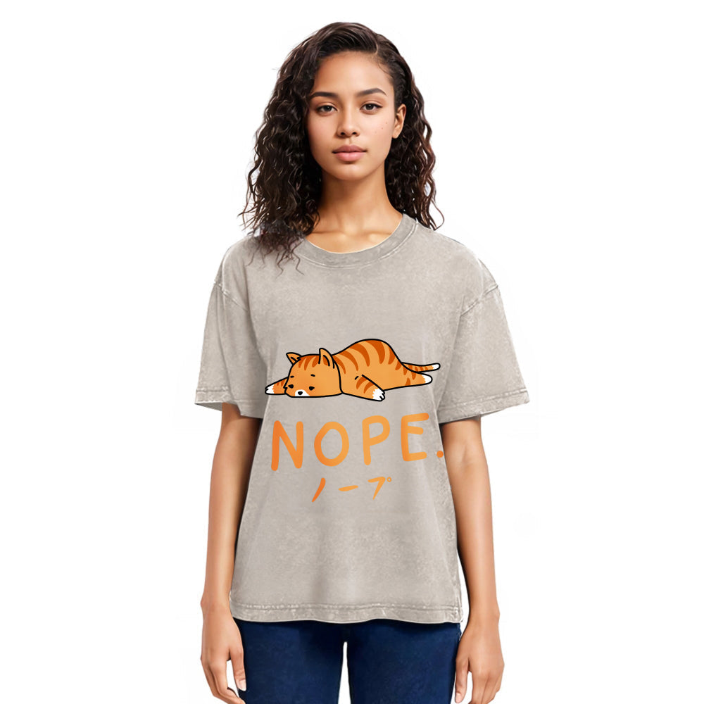 Tokyosol Cute Lying Cat Washed T-Shirt