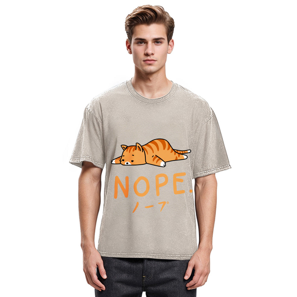 Tokyosol Cute Lying Cat Washed T-Shirt