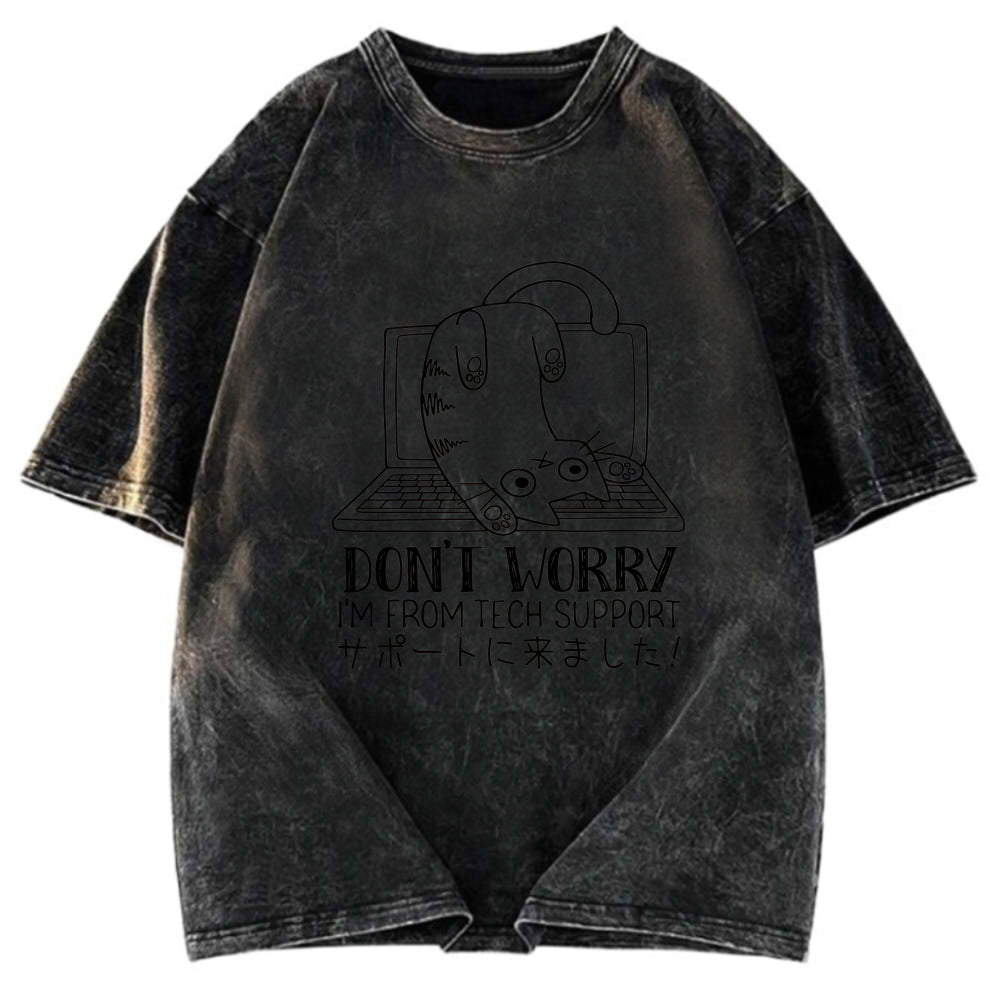 Tokyosol I'm From Tech Support Cat Washed T-Shirt