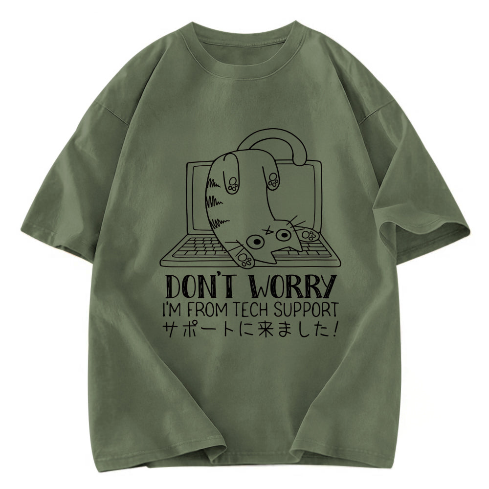 Tokyosol I'm From Tech Support Cat Washed T-Shirt