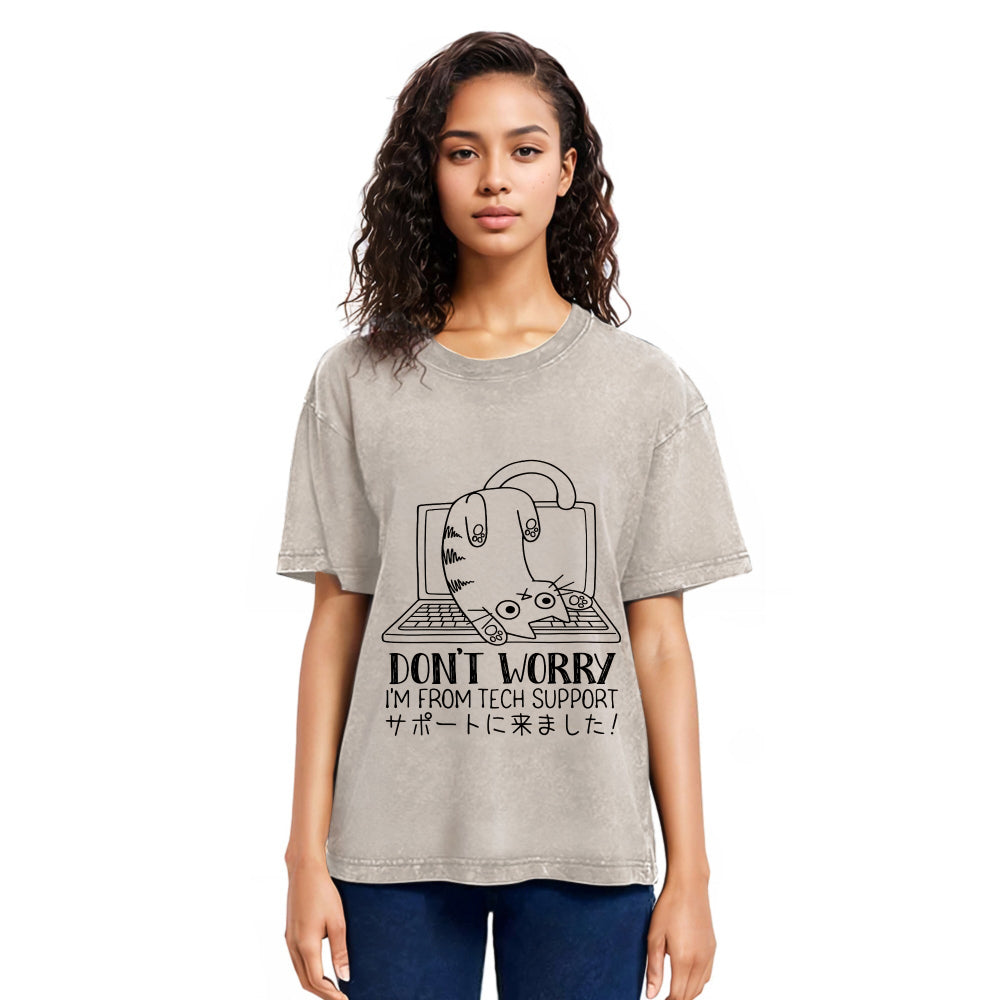 Tokyosol I'm From Tech Support Cat Washed T-Shirt