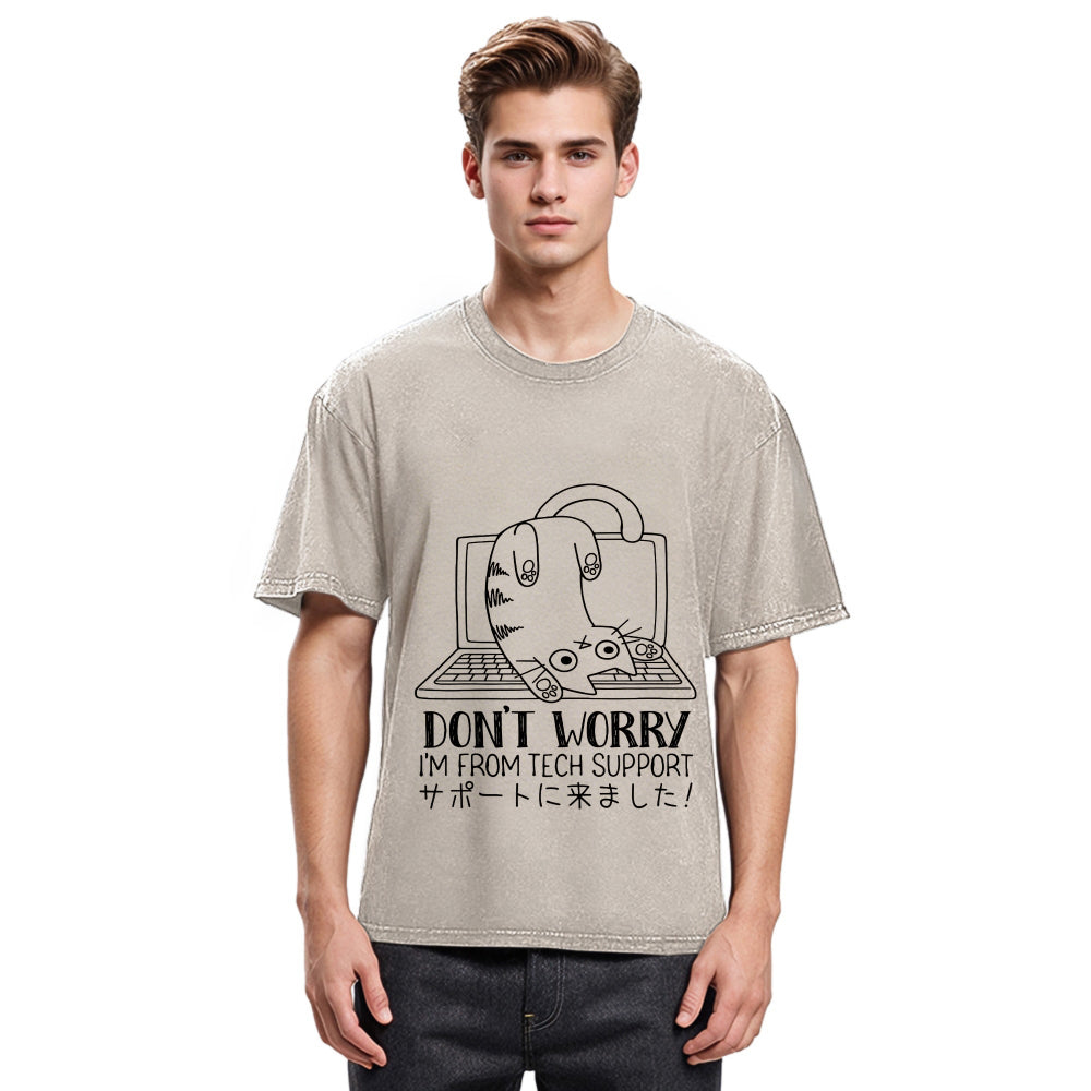 Tokyosol I'm From Tech Support Cat Washed T-Shirt