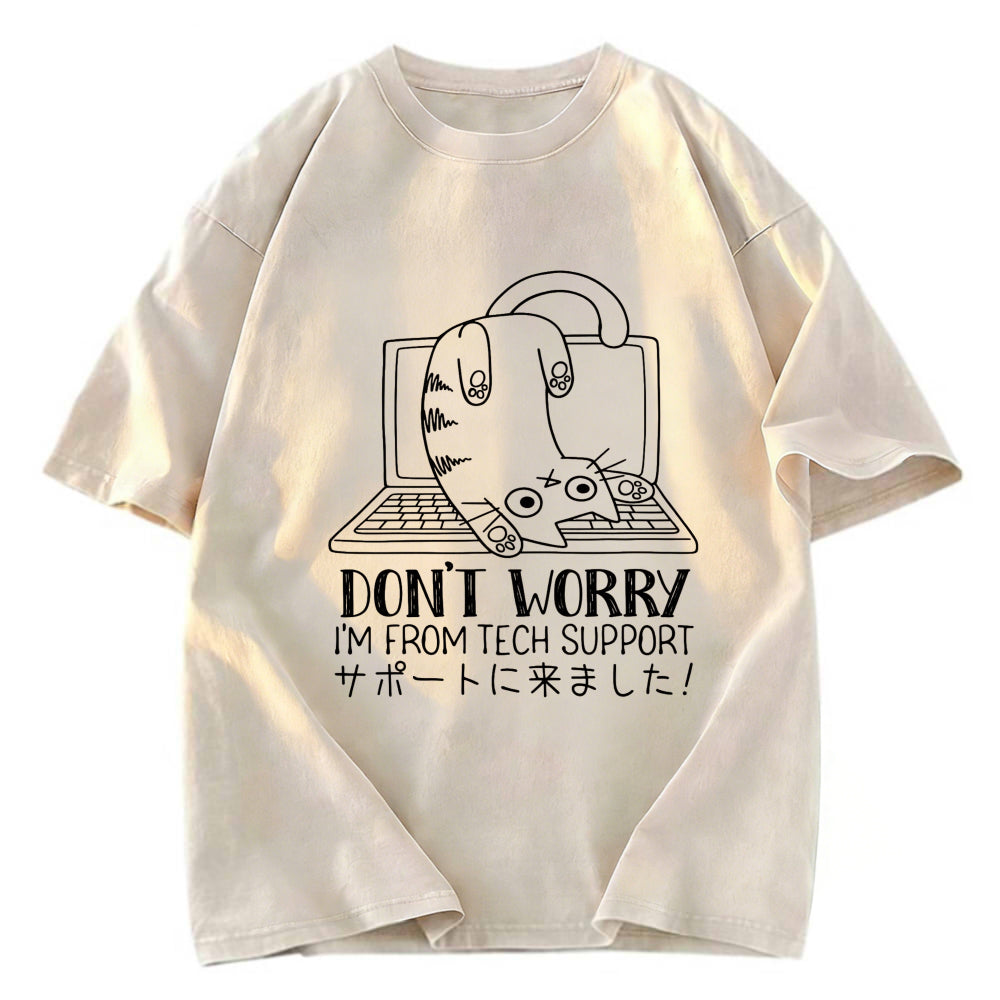 Tokyosol I'm From Tech Support Cat Washed T-Shirt