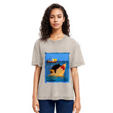 Tokyosol Black Cat With Shark Washed T-Shirt