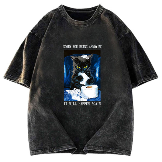 Tokyosol Naughty Cat Destroys Toilet Paper Washed T-Shirt