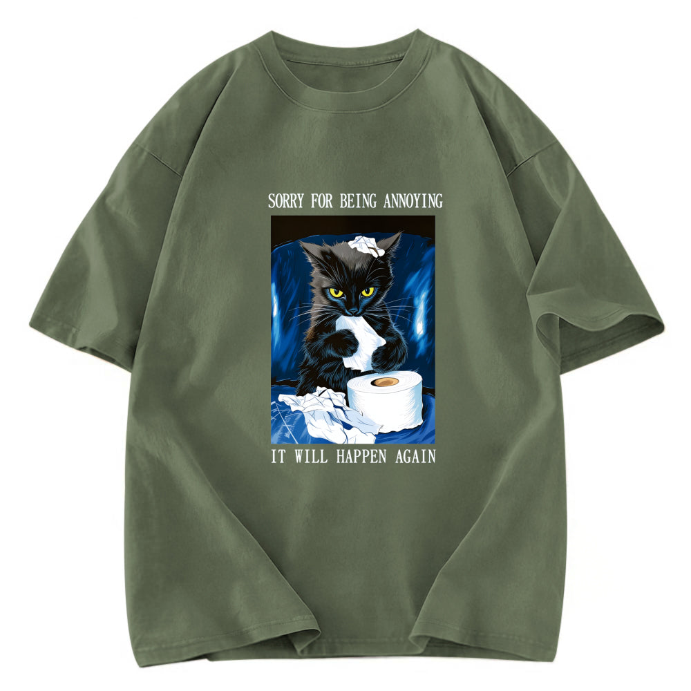 Tokyosol Naughty Cat Destroys Toilet Paper Washed T-Shirt