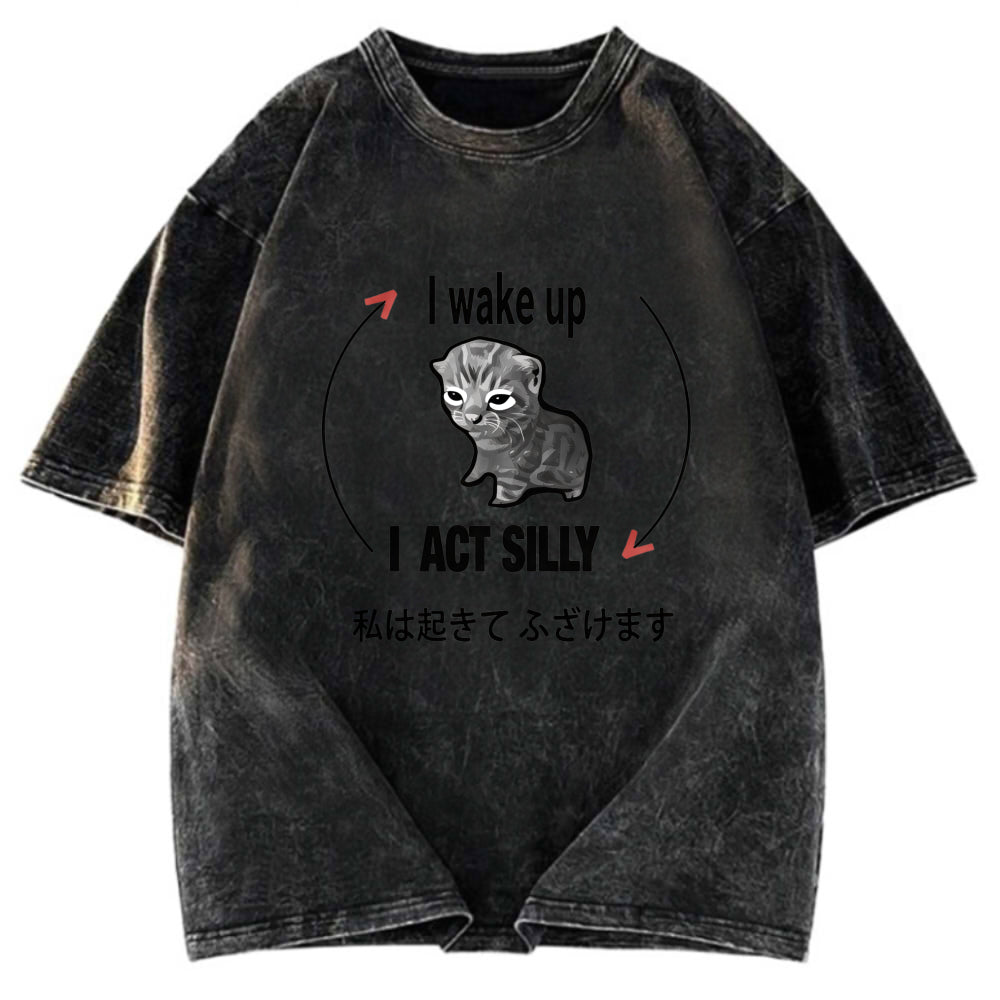 Tokyosol Wake Up Act Silly Washed T-Shirt