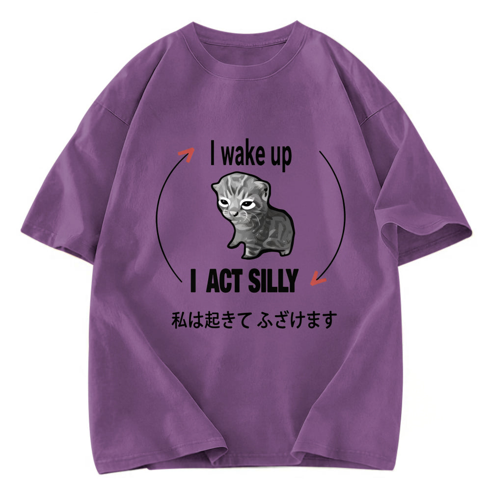 Tokyosol Wake Up Act Silly Washed T-Shirt