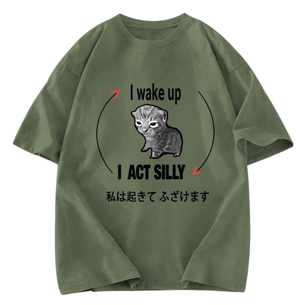 Tokyosol Wake Up Act Silly Washed T-Shirt