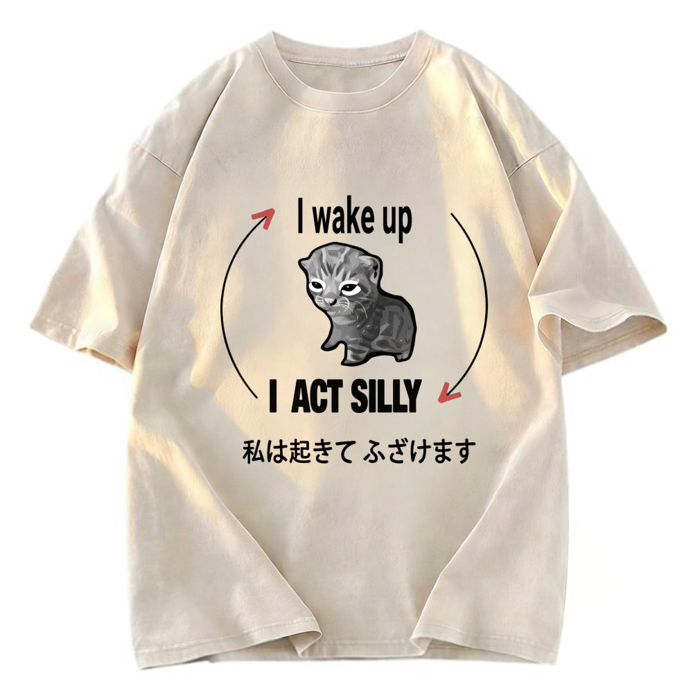 Tokyosol Wake Up Act Silly Washed T-Shirt