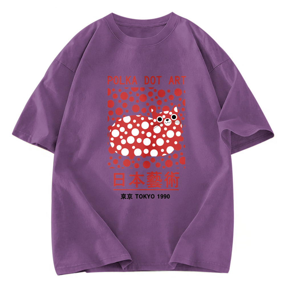 Tokyosol Japanese Polka Dot Art Washed T-Shirt