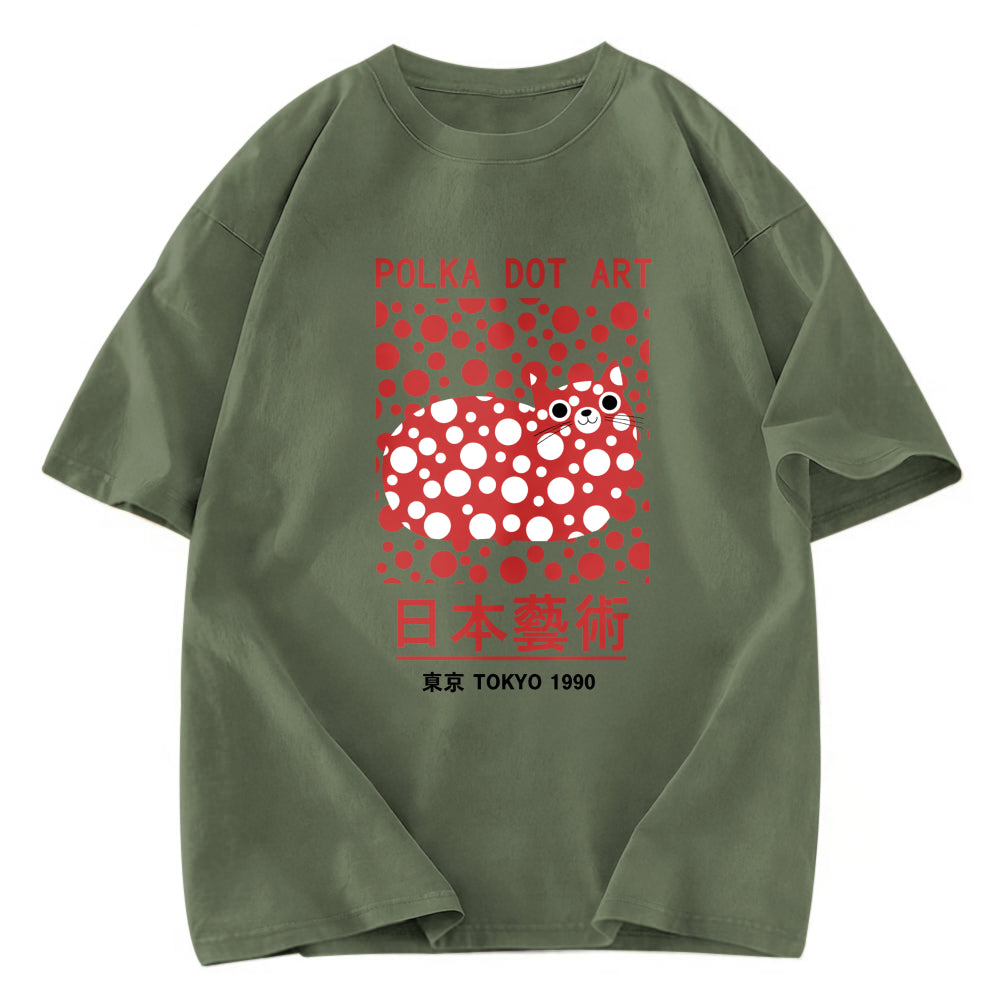 Tokyosol Japanese Polka Dot Art Washed T-Shirt