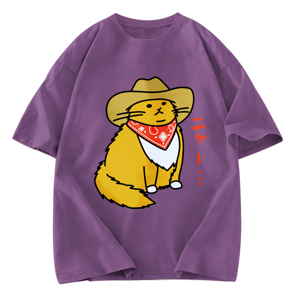 Tokyosol Cat Wearing A Cowboy Hat Washed T-Shirt