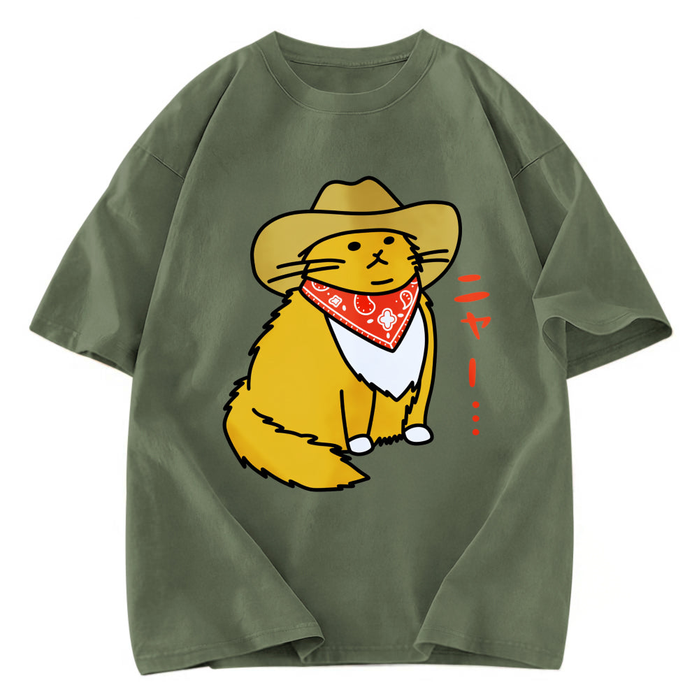 Tokyosol Cat Wearing A Cowboy Hat Washed T-Shirt