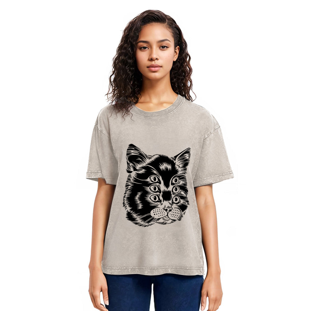 Tokyosol Six-eyed Cat Japan Washed T-Shirt