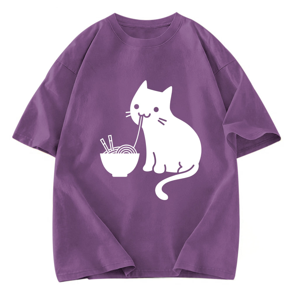 Tokyosol Cat Eating Ramen Japan Washed T-Shirt