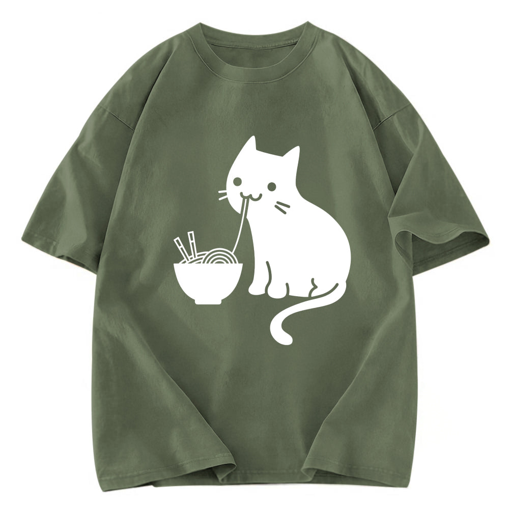 Tokyosol Cat Eating Ramen Japan Washed T-Shirt