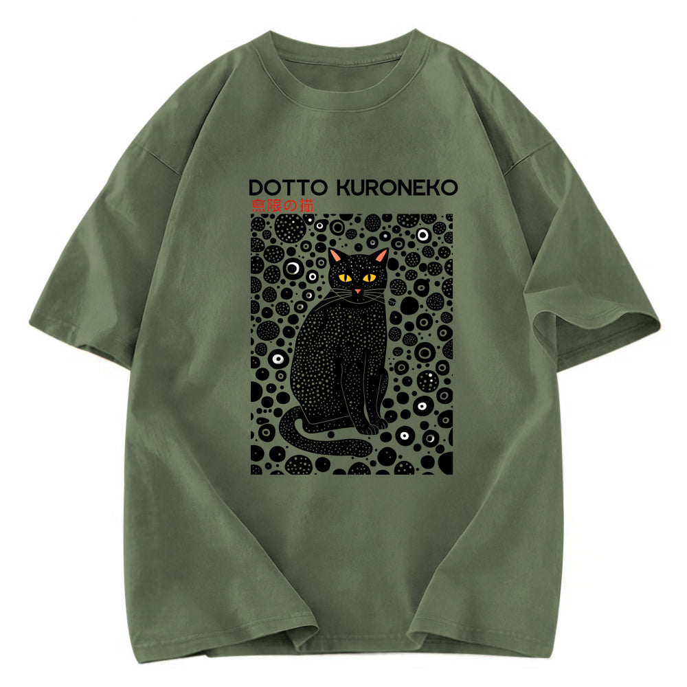 Tokyosol Polka Dot Art Cat Washed T-Shirt