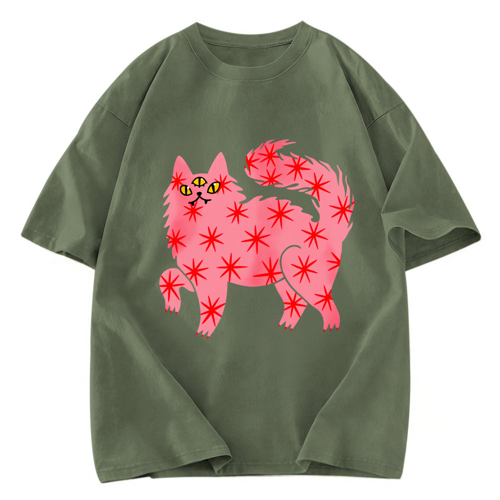 Tokyosol Cute And Mysterious Cat Washed T-Shirt