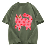 Tokyosol Cute And Mysterious Cat Washed T-Shirt