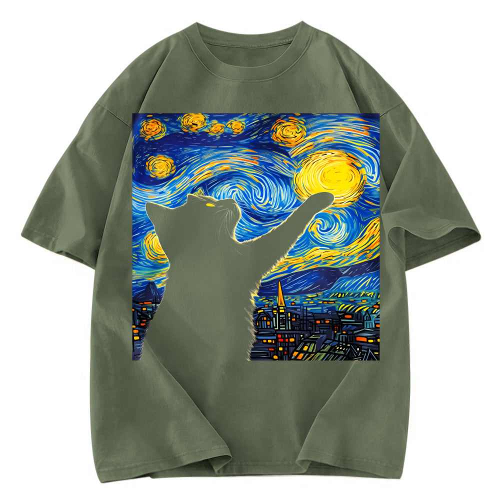 Tokyosol Black Cat Touch The Moon Washed T-Shirt