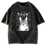 Tokyosol Angry Cat Washed T-Shirt