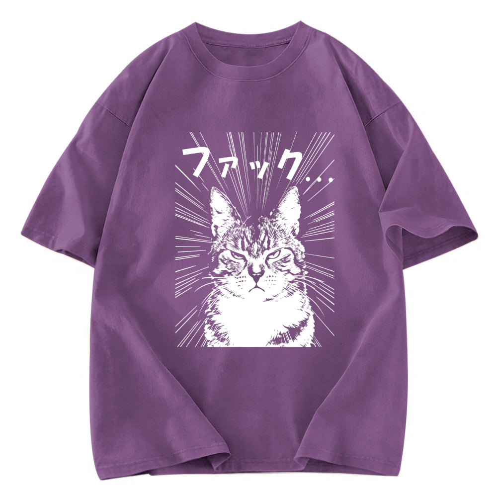 Tokyosol Angry Cat Washed T-Shirt