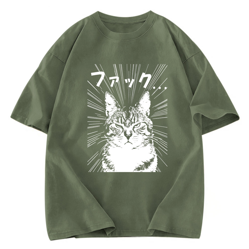 Tokyosol Angry Cat Washed T-Shirt
