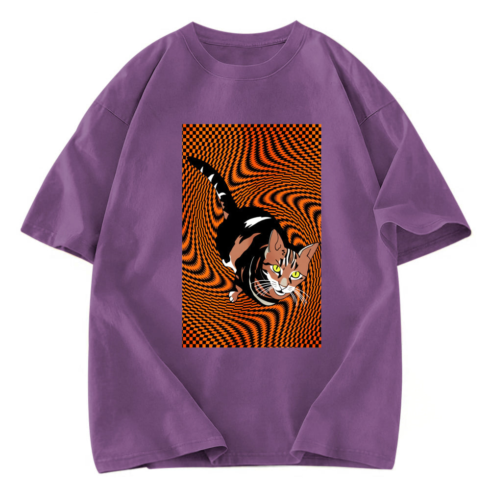 Tokyosol Psychedelic Orange Cat Washed T-Shirt