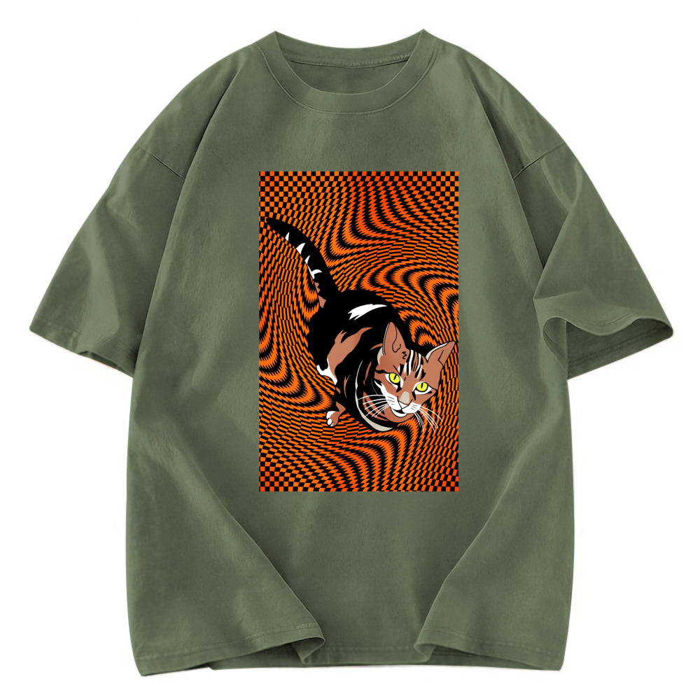 Tokyosol Psychedelic Orange Cat Washed T-Shirt