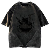 Tokyosol Ramen Lover Cat Washed T-Shirt