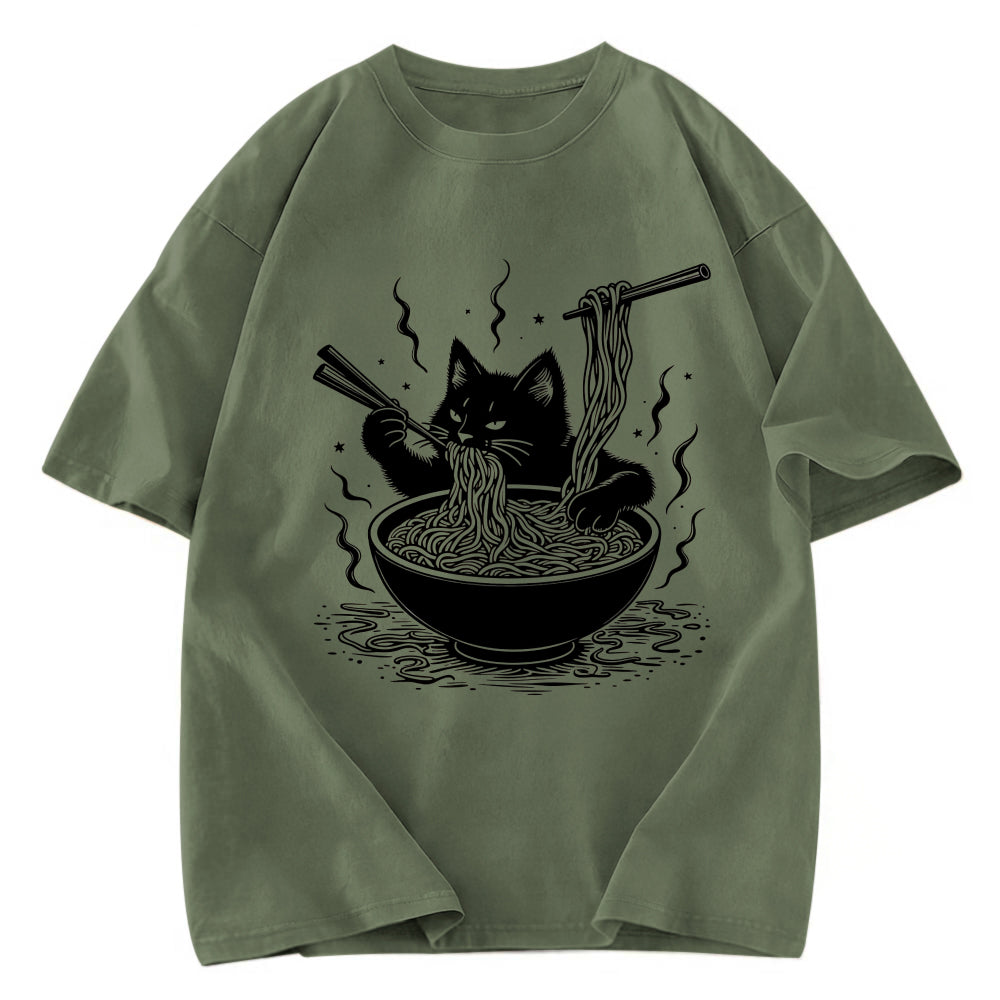 Tokyosol Ramen Lover Cat Washed T-Shirt